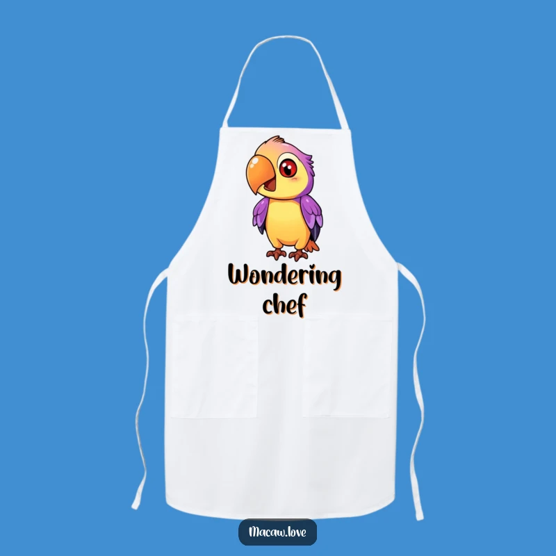 Funny Curious Macaw Apron - Ponder While You Cook!