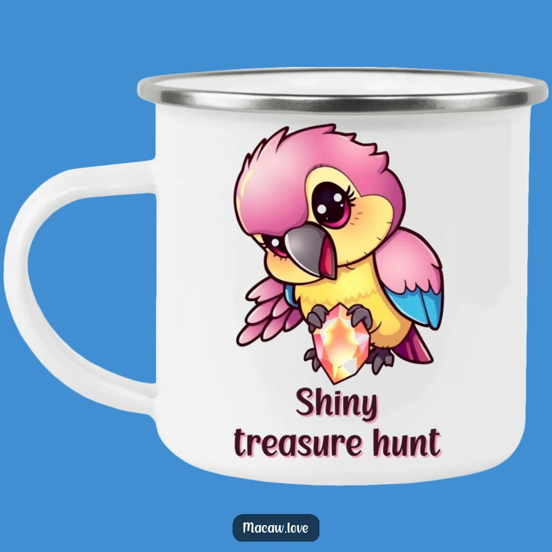 Funny Mischievous Macaw Camping Mug - Adventure & Sparkle!