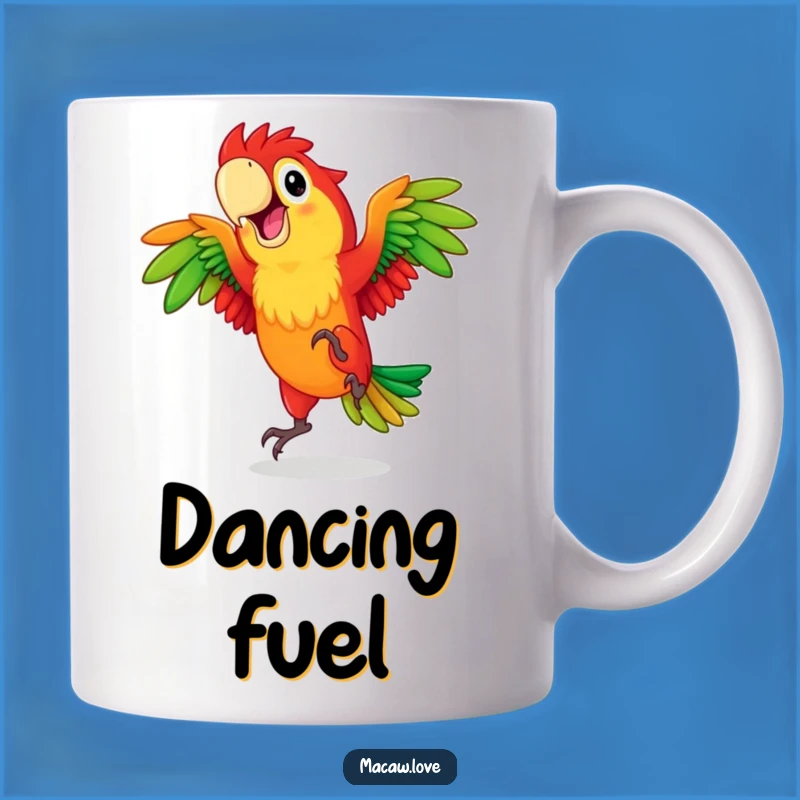 Funny Red & Green Macaw Dancing Mug - Joyful & Vibrant Gift!