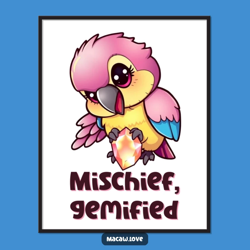 Funny Mischievous Macaw Digital Art - Instant Sparkle & Intrigue!