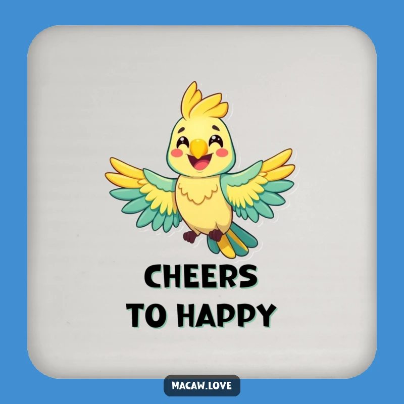 Funny Cheerful Macaw Coaster - Protect Surfaces with Smiles!