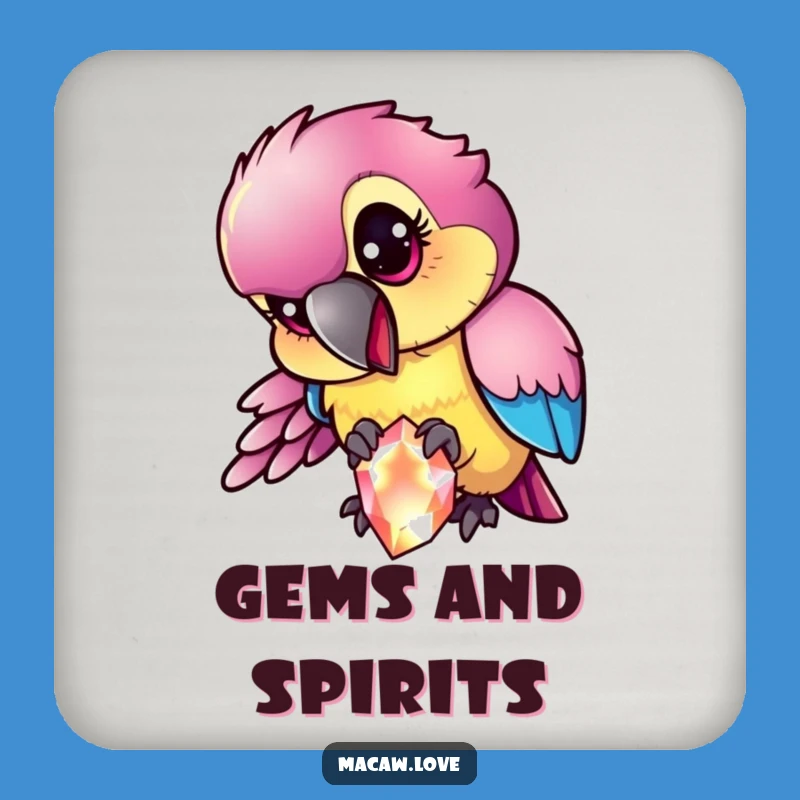 Funny Mischievous Macaw Coaster - Protect Surfaces with Sparkle!
