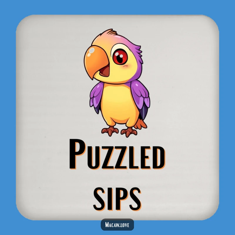 Funny Curious Macaw Coaster - Protect Surfaces with Thoughtful Flair!