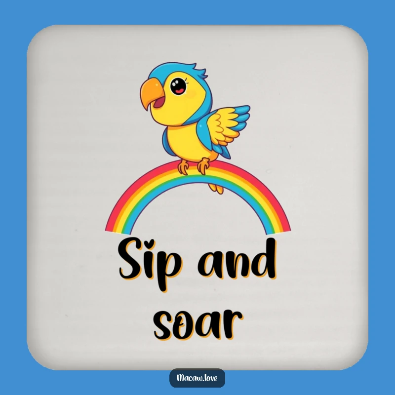 Funny Macaw Rainbow Coaster Set - Protect Surfaces with Colorful Fun!