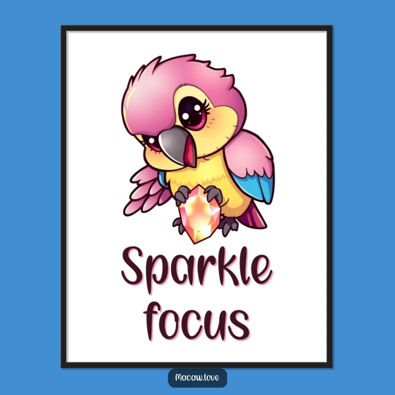 Funny Mischievous Macaw Poster - Iridescent Art & Treasure Theme!