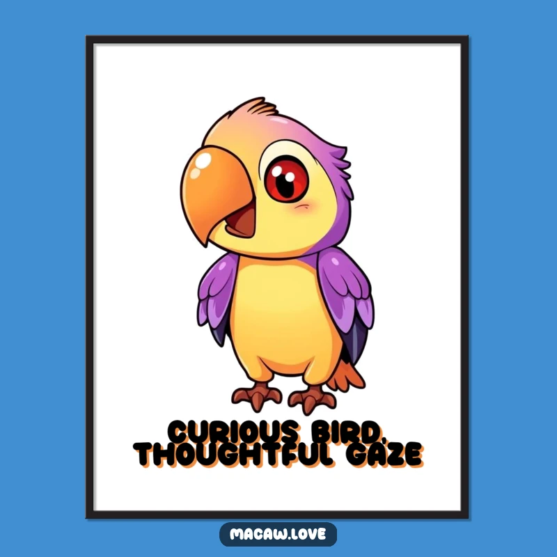 Free Printable Funny Wall Art: Curious Macaw Head Tilt - Downloadable Decor