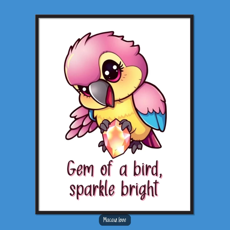 Free Printable Funny Wall Art: Mischievous Macaw Gem Peck - Downloadable Decor