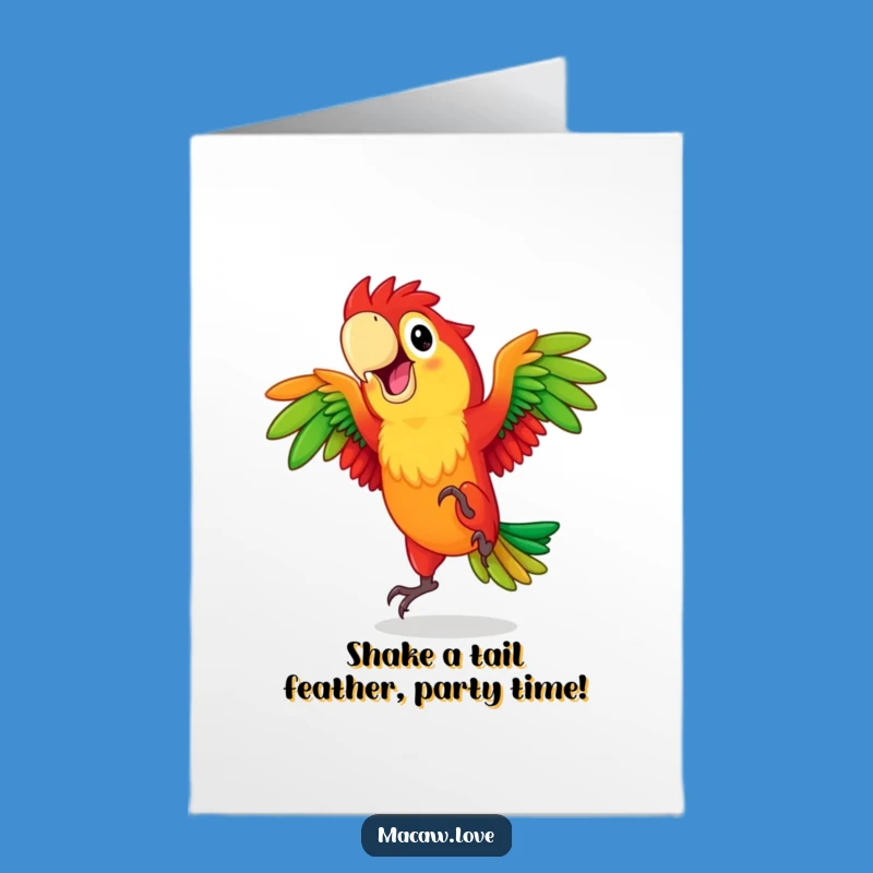 Free Printable Funny Birthday Card: Dancing Macaw Joyful - Downloadable Greeting