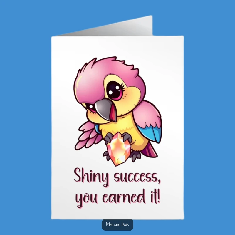 Free Printable Congrats Card: Mischievous Macaw Gem Peck - Downloadable Celebration