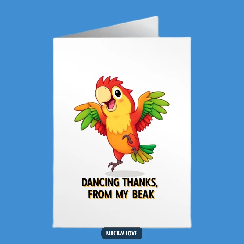 Free Printable Thank You Card: Dancing Macaw Joyful - Downloadable Gratitude